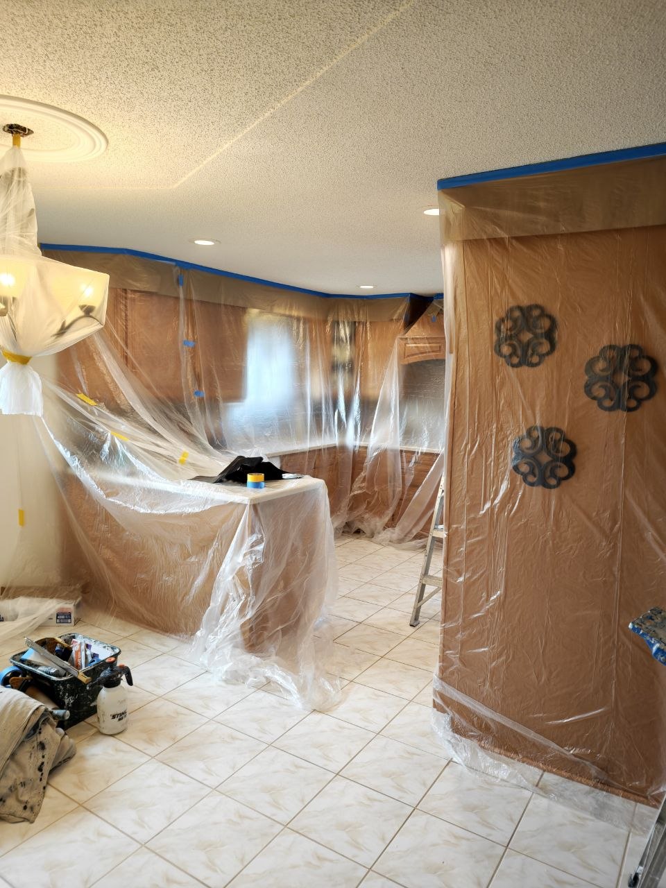 Popcorn ceiling removal in progress — photo 7 of 19
